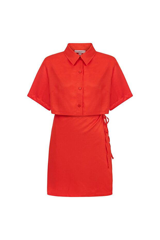 Belden bağlamalı anvelop elbise - 1