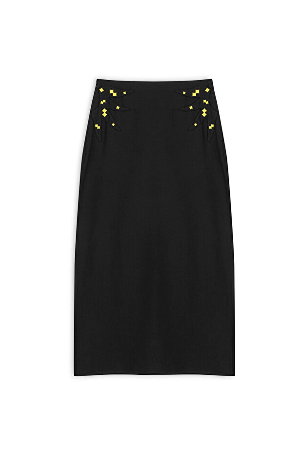 Nakışlı midi etek - 3