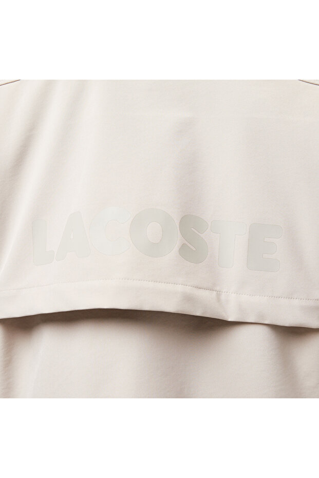 Erkek Relaxed Fit Kapüşonlu Baskılı Krem Yağmurluk - 7