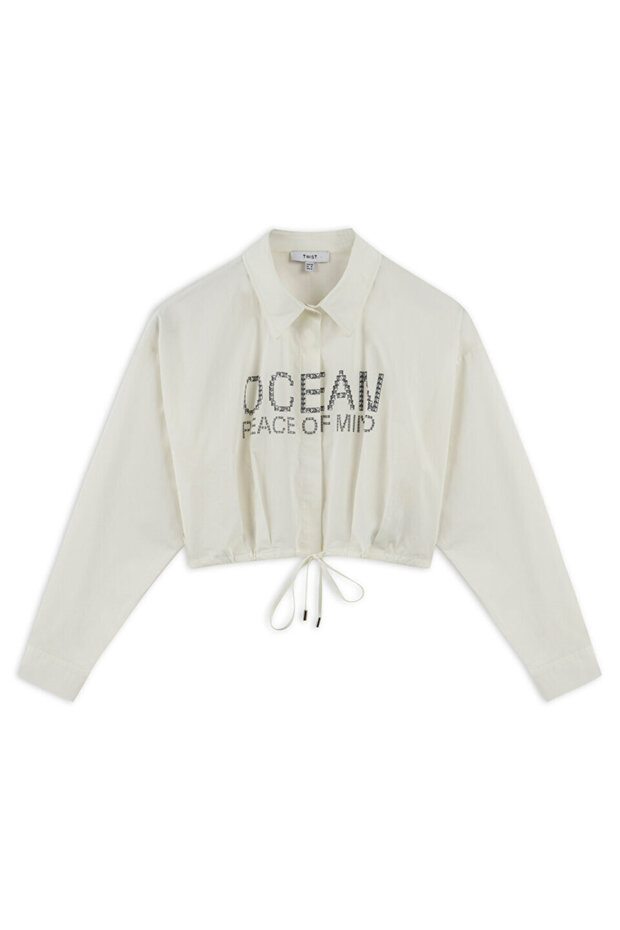 Baskılı poplin gömlek - 3