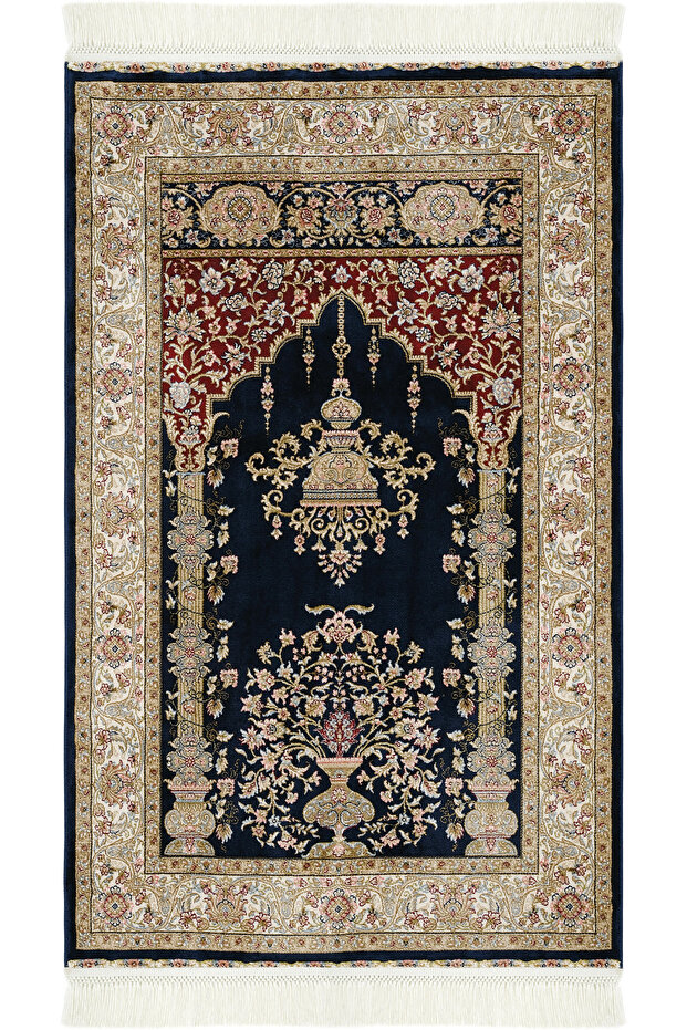 Prayer 01 Navy Blue Gift Carpet Prayer Rug Thick Prayer Carpet Dowry Holder Bride Groom Couple Bundle Prayer Rug