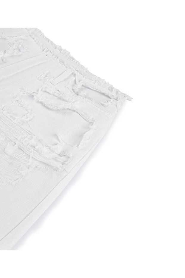 Eskitme efektli jean şort - 3