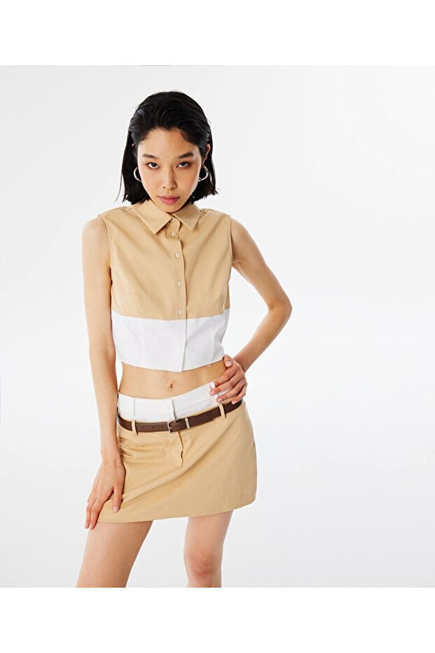 COLORBLOCK CROP GÖMLEK - 2