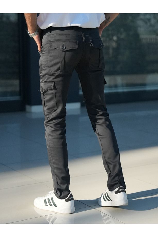 Regular Fit Kesim Likralı Kargo Cep Erkek Pantolon - 4