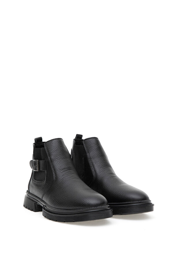 Black 100% Leather Boots 50298490-Vr046
