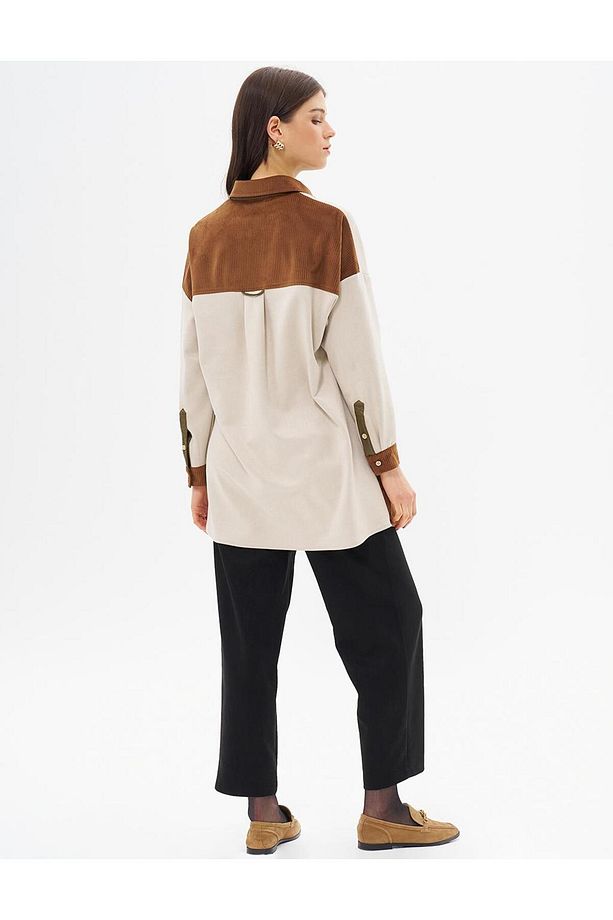 Tek Cepli Kadife Tunik Camel - 4