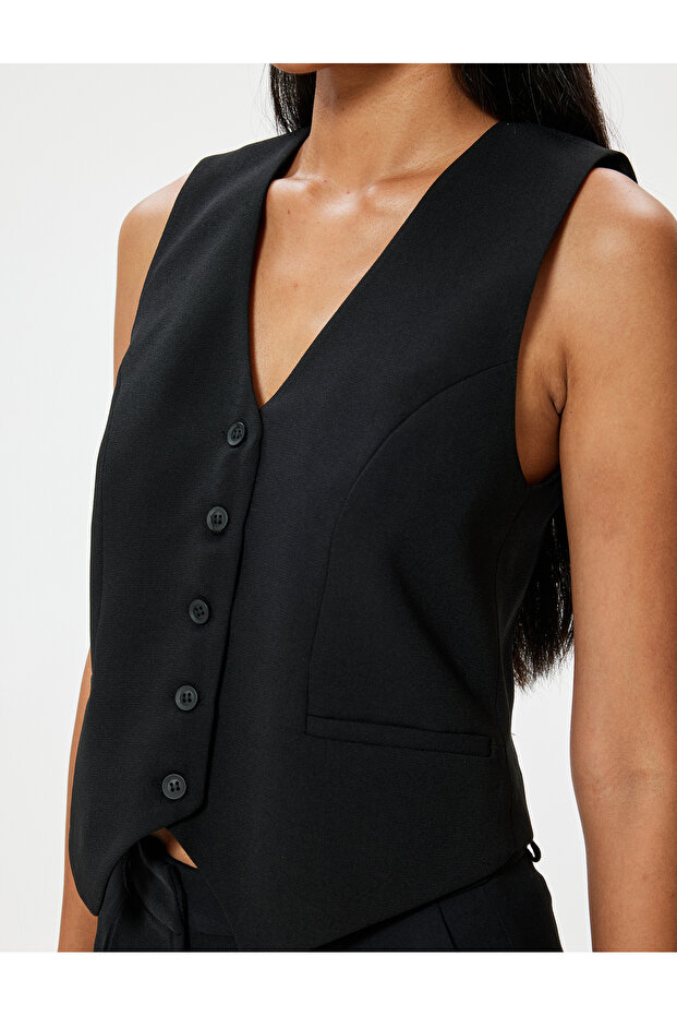 Blazer Vest V Neck Buttoned Regular Fit - 5