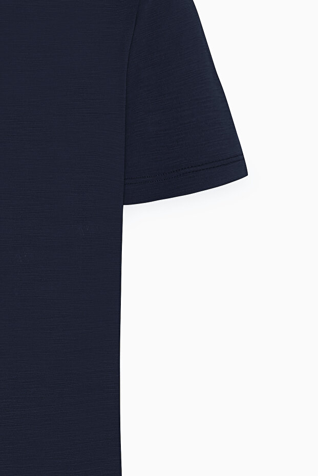 Erkek Siyah Slim Fit Dar Kesim Bisiklet Yaka Pamuklu Tişört - 8