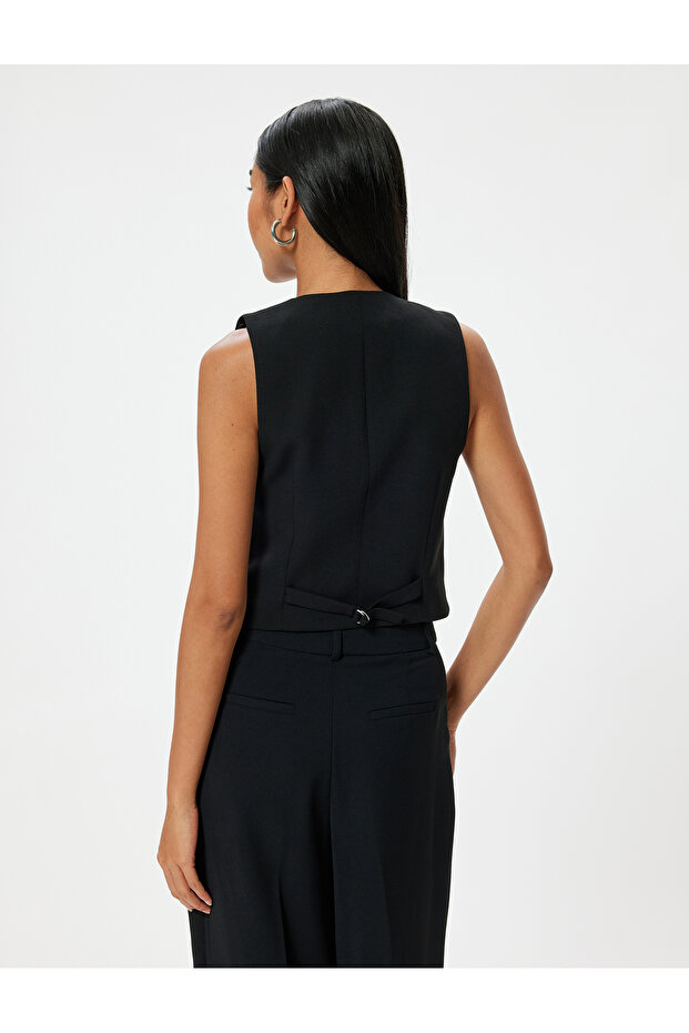 Blazer Vest V Neck Buttoned Regular Fit - 4