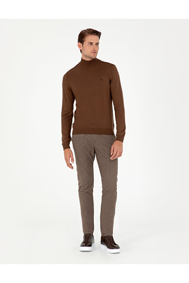 Brown Slim Fit Canvas Trousers 50299557-Vr029