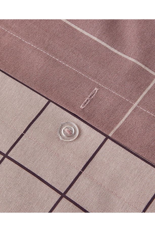 Plain Check Çift Taraflı Kolay Ütülenir Tek Kişilik Nevresim Seti 160x220 cm Açık Mürdüm - 5
