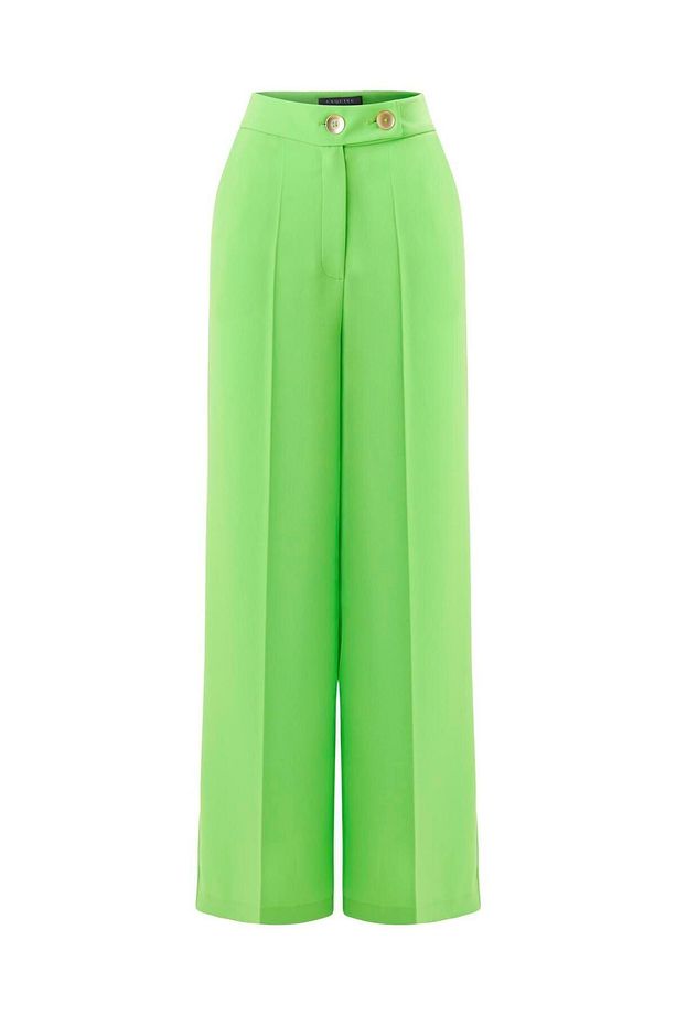 Yüksek Bel Bol Paça Krep Pantolon - 6