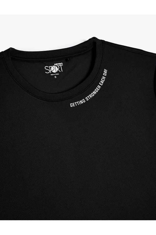 Spor Tişört Basic Slogan Baskılı Kısa Kollu Bisiklet Yaka - 3