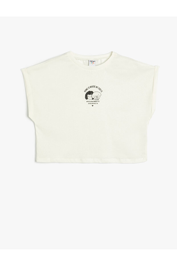 T-Shirt Short Sleeve Crew Neck Dog Print Cotton