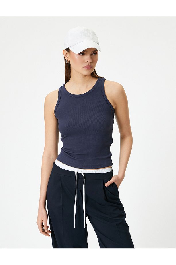 Fitilli Basic Üst Yuvarlak Yaka Viskoz Kumaş Slim Fit - 3