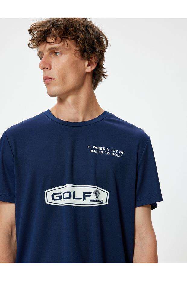 Sports T-Shirt Slogan Printed Short Sleeve Crew Neck