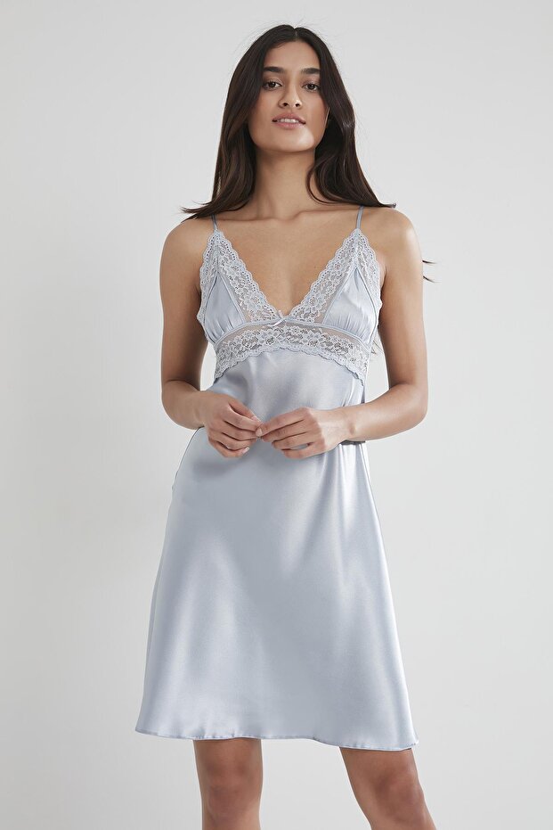 Women's Satin Lace Nightgown - 603 Mist