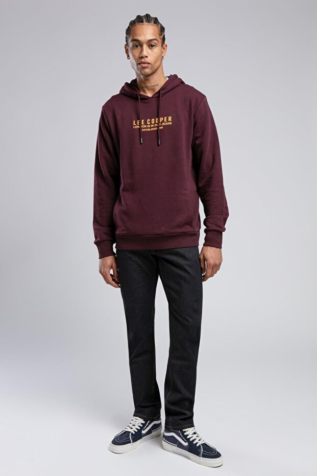 Faust Erkek Kapüşonlu Sweatshirt Mürdüm - 1