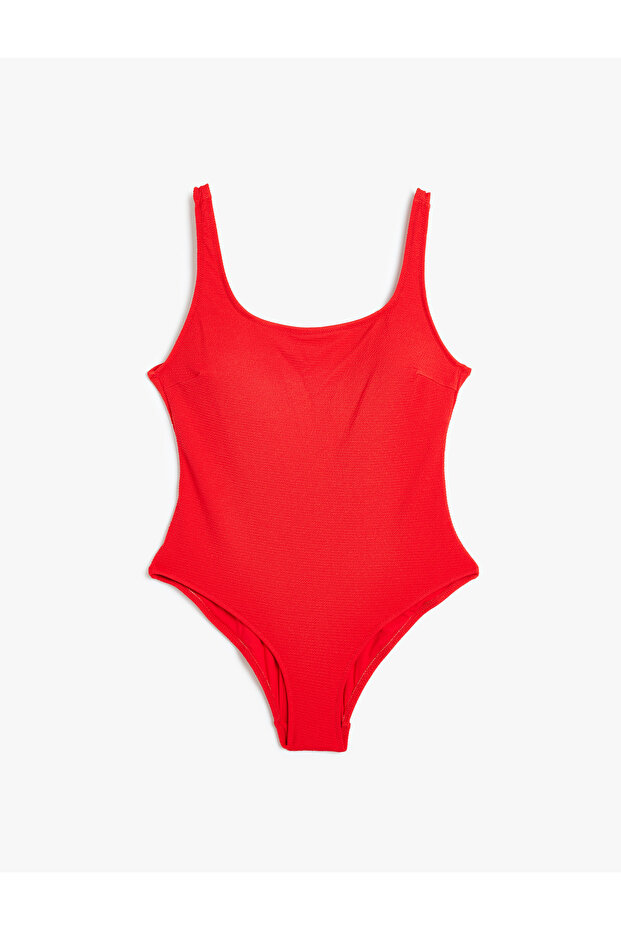 Basic Swimsuit U Collar Thick Straps