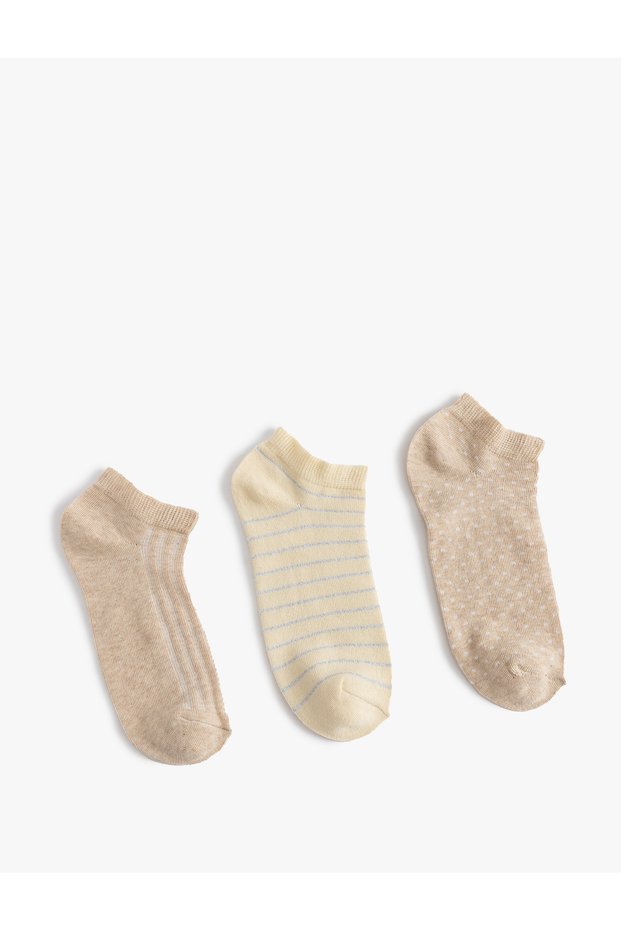 Colorful Stripe Patterned 3-Piece Booties Socks Set