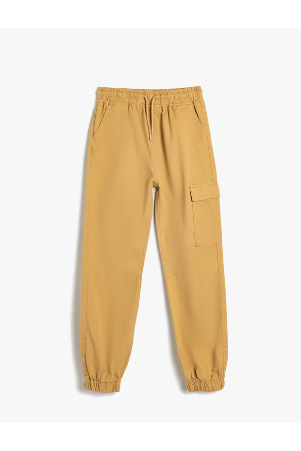 Jogger Pants with Cargo Pockets, Tie-Waist, Cotton