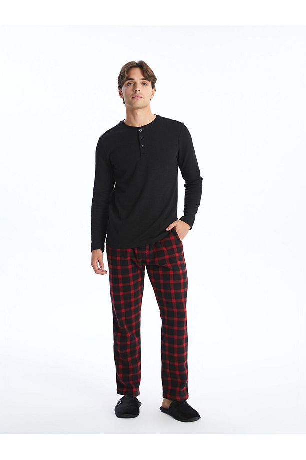 Lcwk Standart Kalıp Ekose Polar Pijama Alt - 1