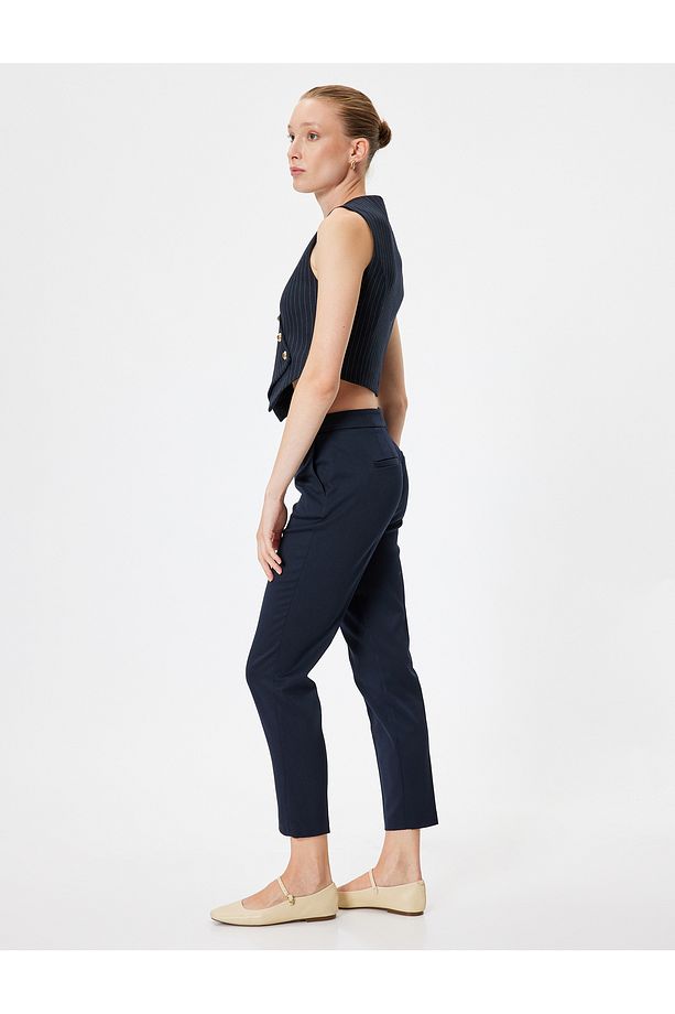 Regular Fit Cepli Kısa Paça Cigarette Pantolon - 2