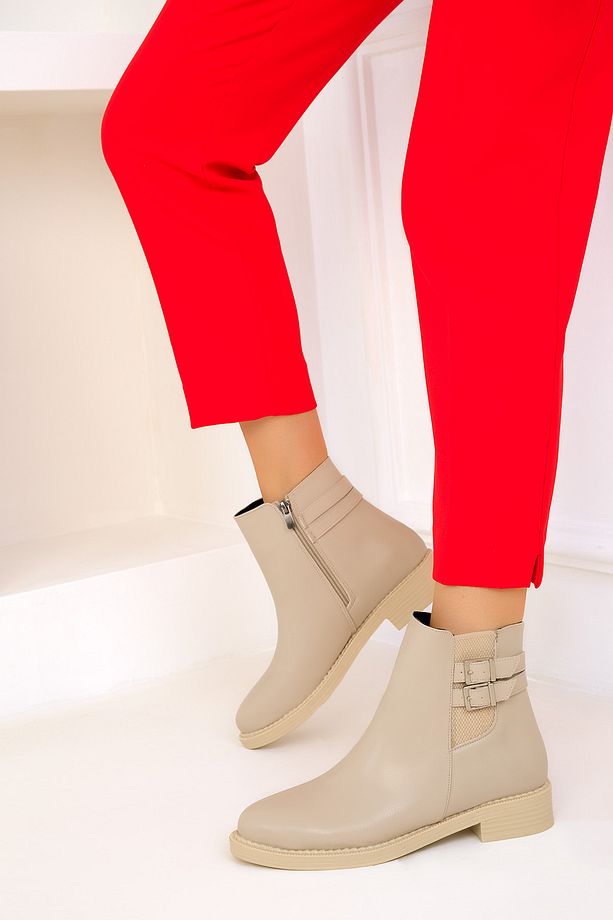 Bej Kadın Bot & Bootie 19583 - 5