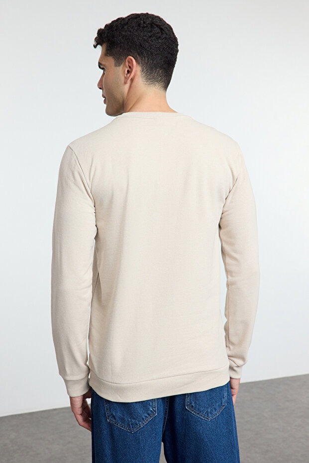Taş Regular/Normal Kesim Bisiklet Yaka Etamin Hayvan Nakışlı Sweatshirt TMNAW25SW00158 - 5