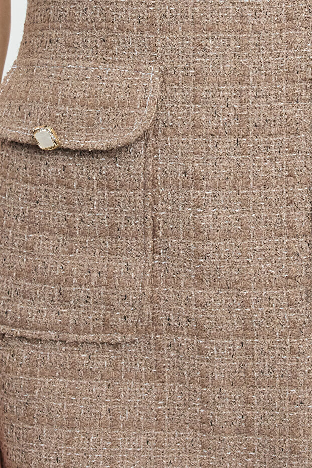 Mini-Webkleid in A-Linie in Kamel mit Taschendetail TWOAW25EL00169 - 3