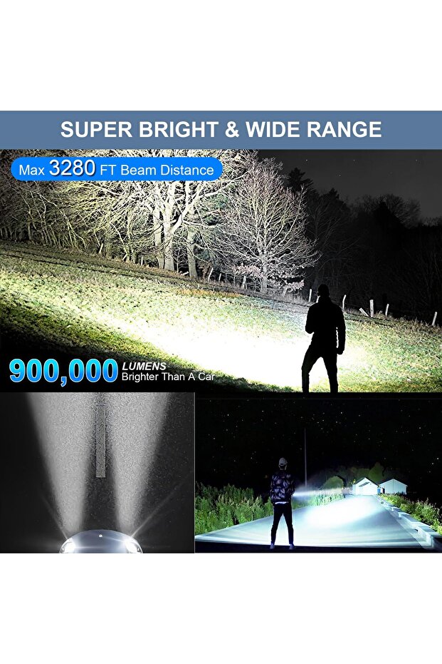 Flashlights High Lumens LED Rechargeable, 900,000 Lumen Brightest Flash Light, High Power USB Fla... - 3