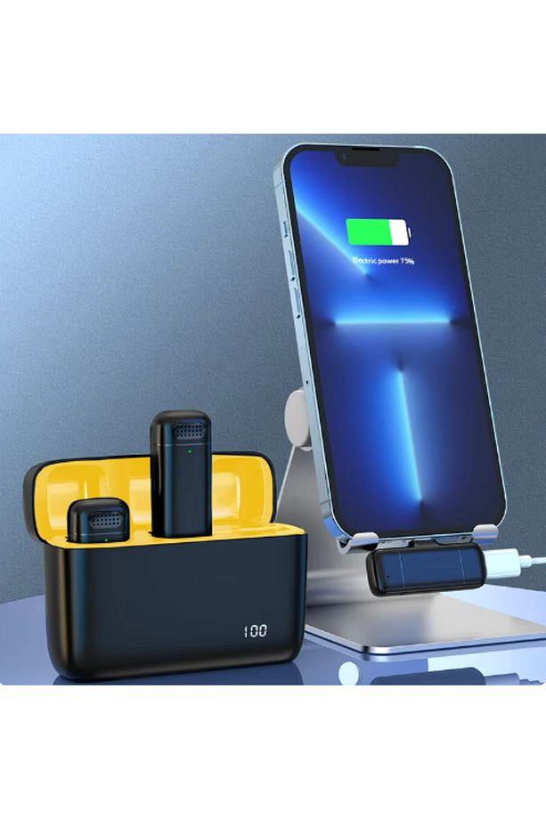 Type-c Kablosuz İkili Yaka Mikrofonu Dock Şarj - 3