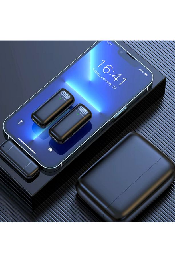 Type-c Kablosuz İkili Yaka Mikrofonu Dock Şarj - 4