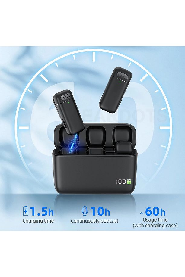 Type-c Kablosuz İkili Yaka Mikrofonu Dock Şarj - 5