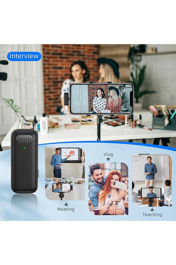 Type-c Kablosuz İkili Yaka Mikrofonu Dock Şarj - 6