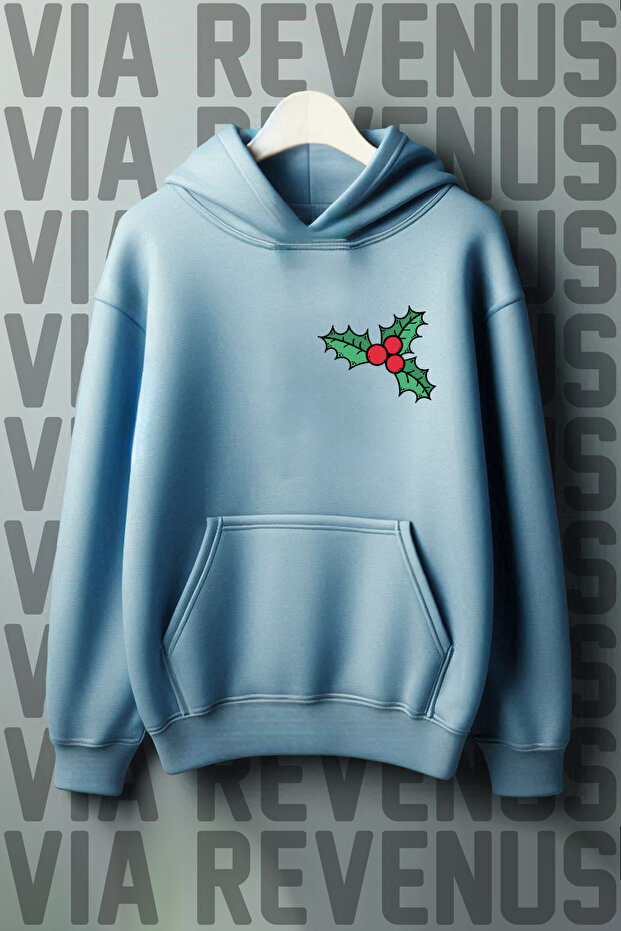 Kokina Flower Printed 3 Thread Raster Wide Fit Hooded Christmas Gift Sweatshirt