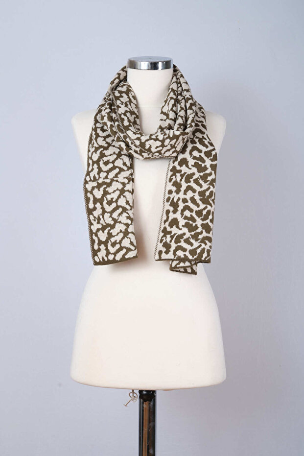 Leopar Desenli Triko Atkı - 3