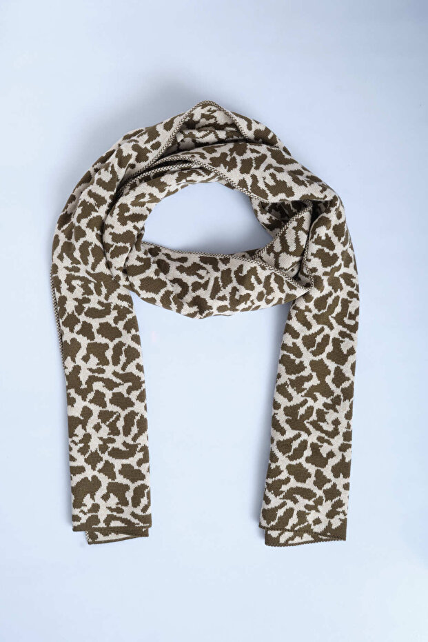 Leopar Desenli Triko Atkı - 4