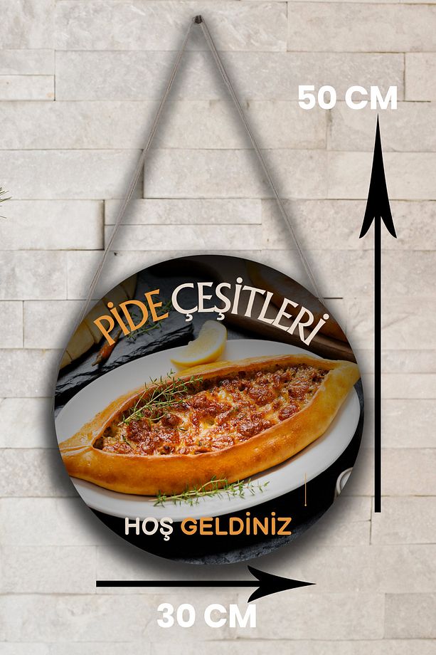 Pide Salonu için Tek Taraflı Hoş Geldiniz Karşılama Tabelası, Pide Dükkan Kapı Duvar Tablo Pano Süs - 5