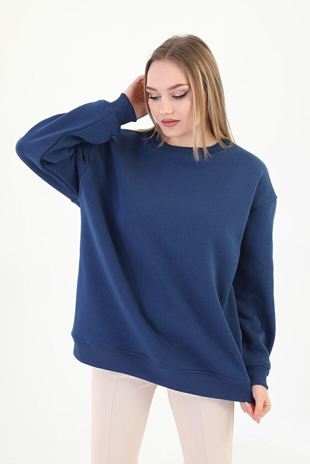 Bisiklet Yaka Oversize Sweetshirt - 4