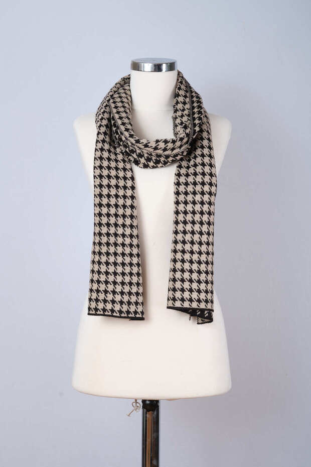 وشاح تريكو منقوش بنقشة Houndstooth - 3
