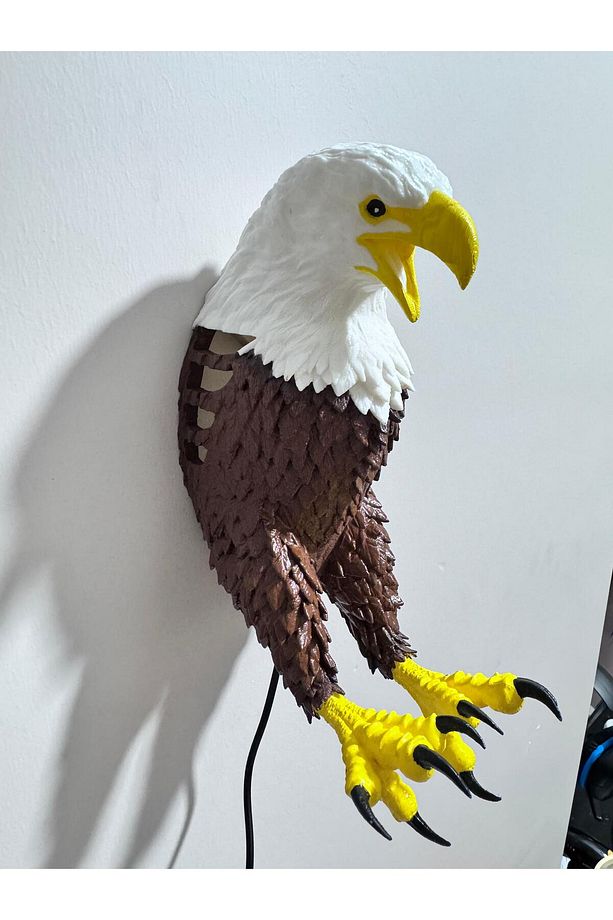 Kablolu Realistik Kartal Modelli Duvar Apliği – Kahverengi-sarı - Dekoratif Aydınlatma - 3