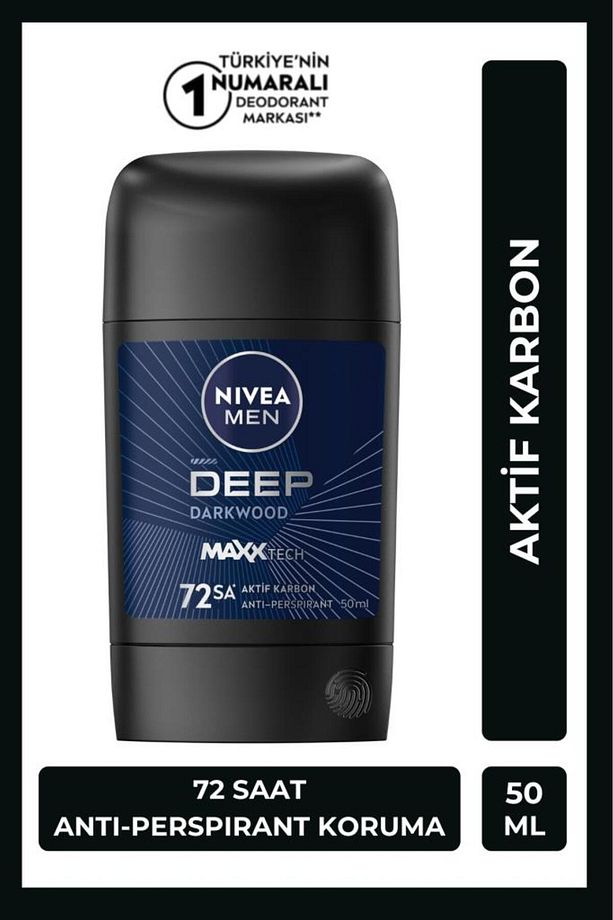 MEN Erkek Stick Deodorant Deep Dimension Aktif Karbon 50ml, 72 Saat Anti-perspirant Koruma - 1