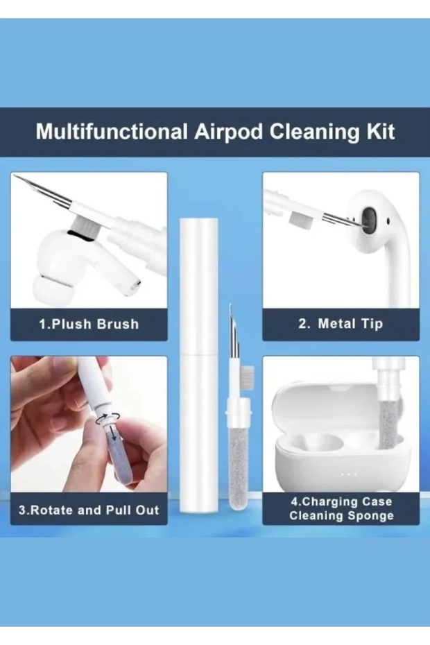 2.nesil Bluetooth Kulaklık Ios Ve Android Uyumlu Yüksek Kalite Kulaklık Temizleme Kiti İkili Set - 5