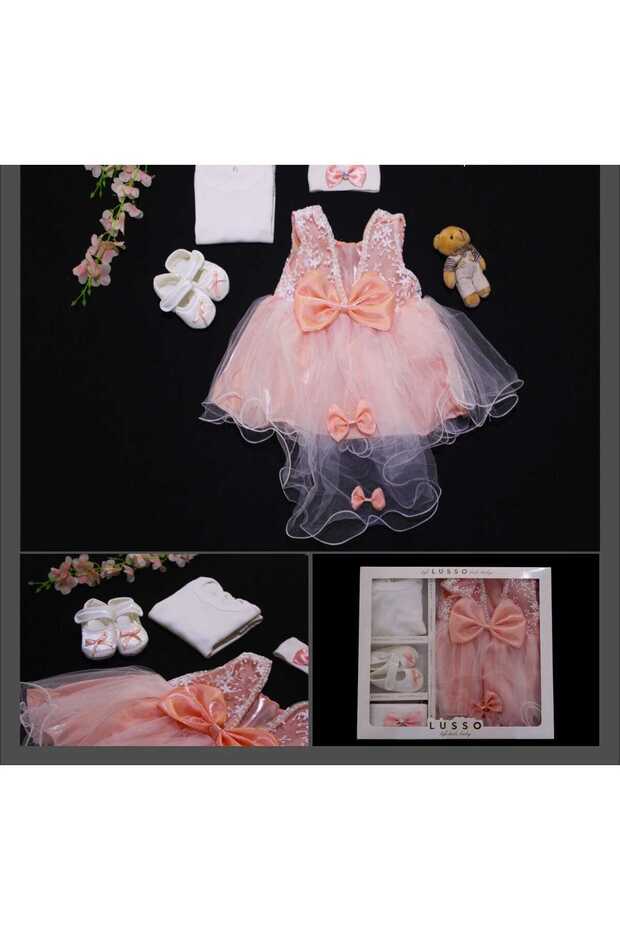 Orange Yavruağzı Mevlut Set Special Day Outfit Gift Newborn 0 6 Months Dress
