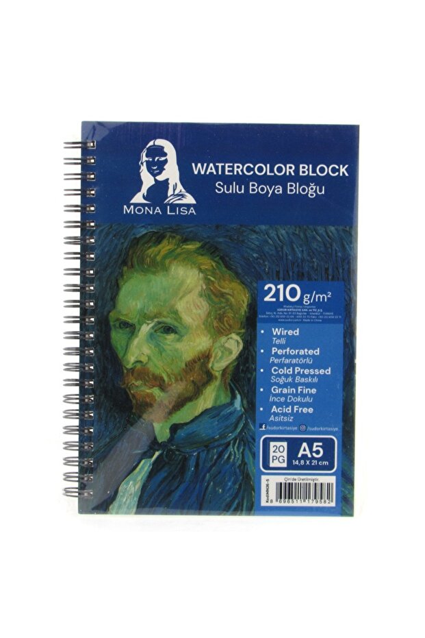 دفتر رسم سلكي مقاس 210 جرام من Mona Lisa A5 Watercolor Block