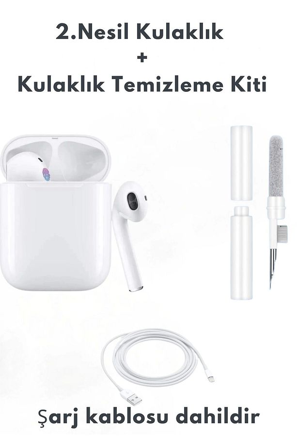 2.nesil Bluetooth Kulaklık Ios Ve Android Uyumlu Yüksek Kalite Kulaklık Temizleme Kiti İkili Set - 1