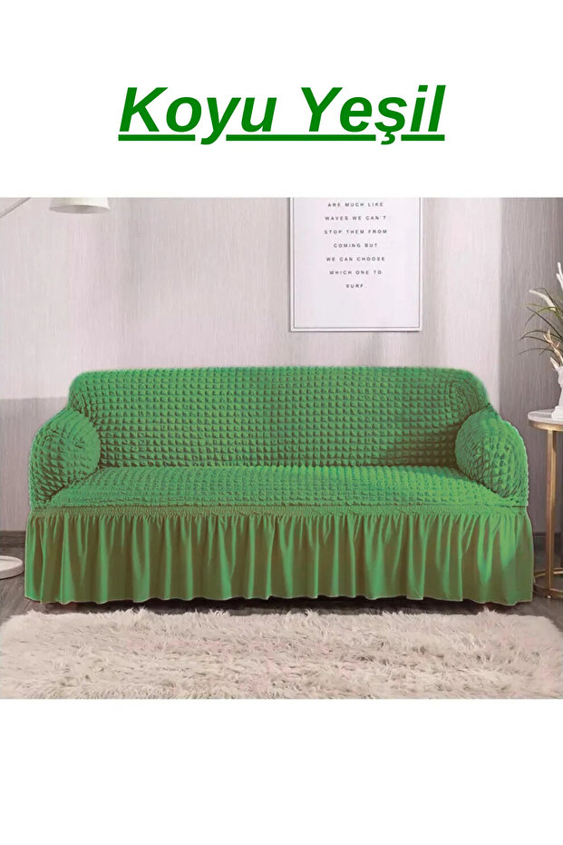 Bürümcük 3-Seater Sofa Cover. Stretch Stretch Elasticated Sofa Bed Couch Cover with Skirt
