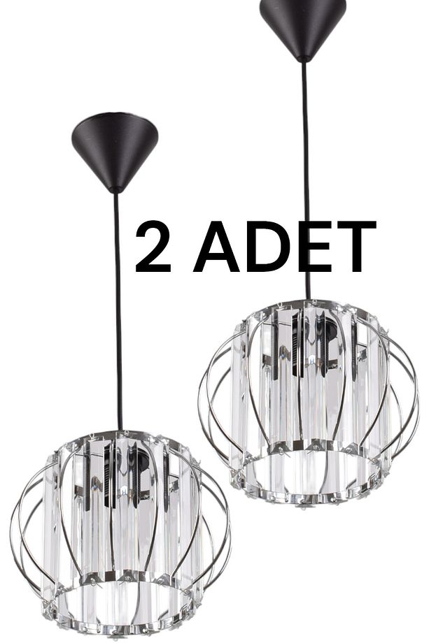 2 ADET CEMRE TEKLİ PROMOSYON MODERN TAŞLI AVİZE - 1