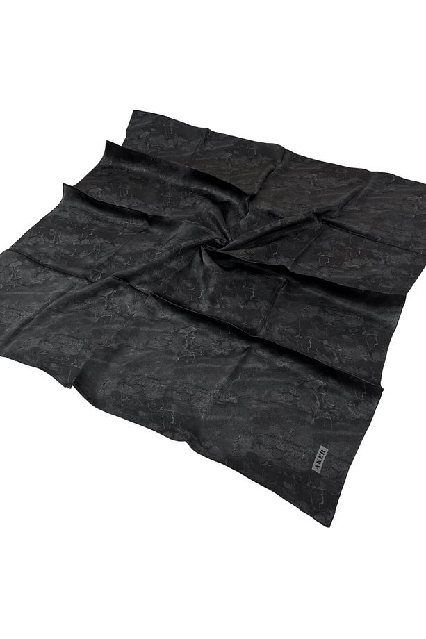 İpek Eşarp - 8925713-914 Siyah Antrasit Twill - 1